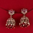 Saloni Fashion Jewellery Flower Design Maroon Uncut Kundan Stone Antique Gold Plated Jhumki Earring For Women and Girls
