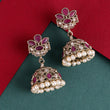 Saloni Fashion Jewellery Flower Design Pink Uncut Kundan Stone Antique Gold Plated Jhumki Earring For Women and Girls