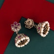 Saloni Fashion Jewellery Flower Design Pink Uncut Kundan Stone Antique Gold Plated Jhumki Earring For Women and Girls