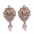 Saloni Fashion Jewellery Flower Design Pink Uncut Kundan Stone Mother of Pearl Antique Gold Plated Dangle Earring For Women and Girls - view 2