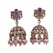 Saloni Fashion Jewellery Flower Design Purple Uncut Kundan Stone Antique Gold Plated Jhumki Earring For Women and Girls