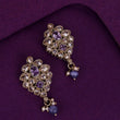 Saloni Fashion Jewellery Flower Design Purple Uncut Kundan Stone Mother of Pearl Antique Gold Plated Dangle Earring For Women and Girls - view 3