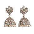 Saloni Fashion Jewellery Flower Design Sky Blue Uncut Kundan Stone Antique Gold Plated Jhumki Earring For Women and Girls - view 2