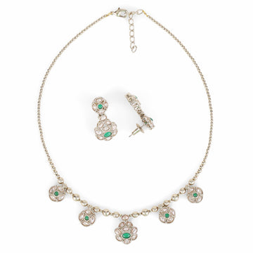 Saloni Fashion Jewellery Golden Ball Flower Design Gold Plated Matinee Necklace Set (Mala) For Women