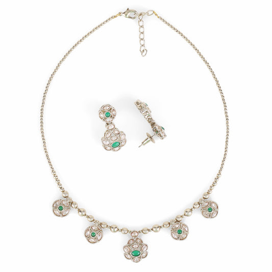 Saloni Fashion Jewellery Golden Ball Flower Design Gold Plated Matinee Necklace Set (Mala) For Women