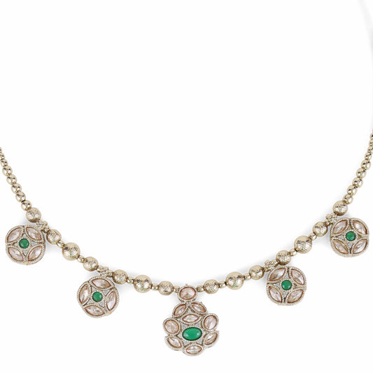 Saloni Fashion Jewellery Golden Ball Flower Design Gold Plated Matinee Necklace Set (Mala) For Women
