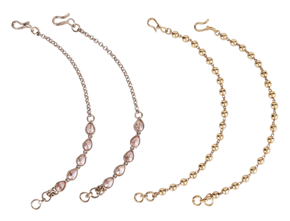Saloni Fashion Jewellery Golden Balls Gold Plated Combo Set of 2 Ear-Chain (Kaan Chain) For Women - view 2