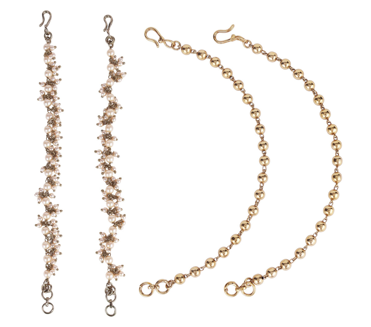 Saloni Fashion Jewellery Golden Balls Gold Plated Combo Set of 2 Ear-Chain (Kaan Chain) For Women - view 2
