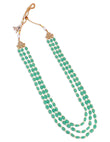 Saloni Fashion Jewellery Green Mother of Pearls 3 Layered Gold Plated Long Haram Necklace Pearl Mala For Women and Girls - view 3