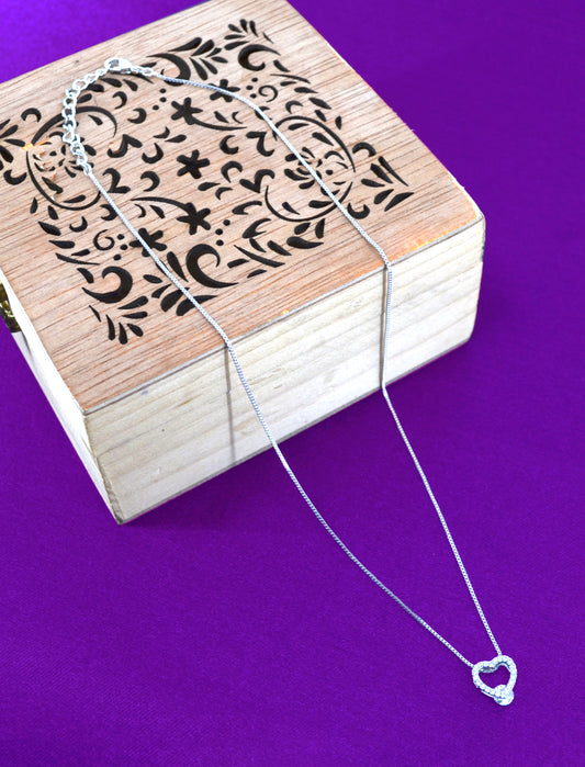 Heart Shape and CZ Studded Brass Silver Plated Pendant | Saloni Fashion Jewellery, Mumbai