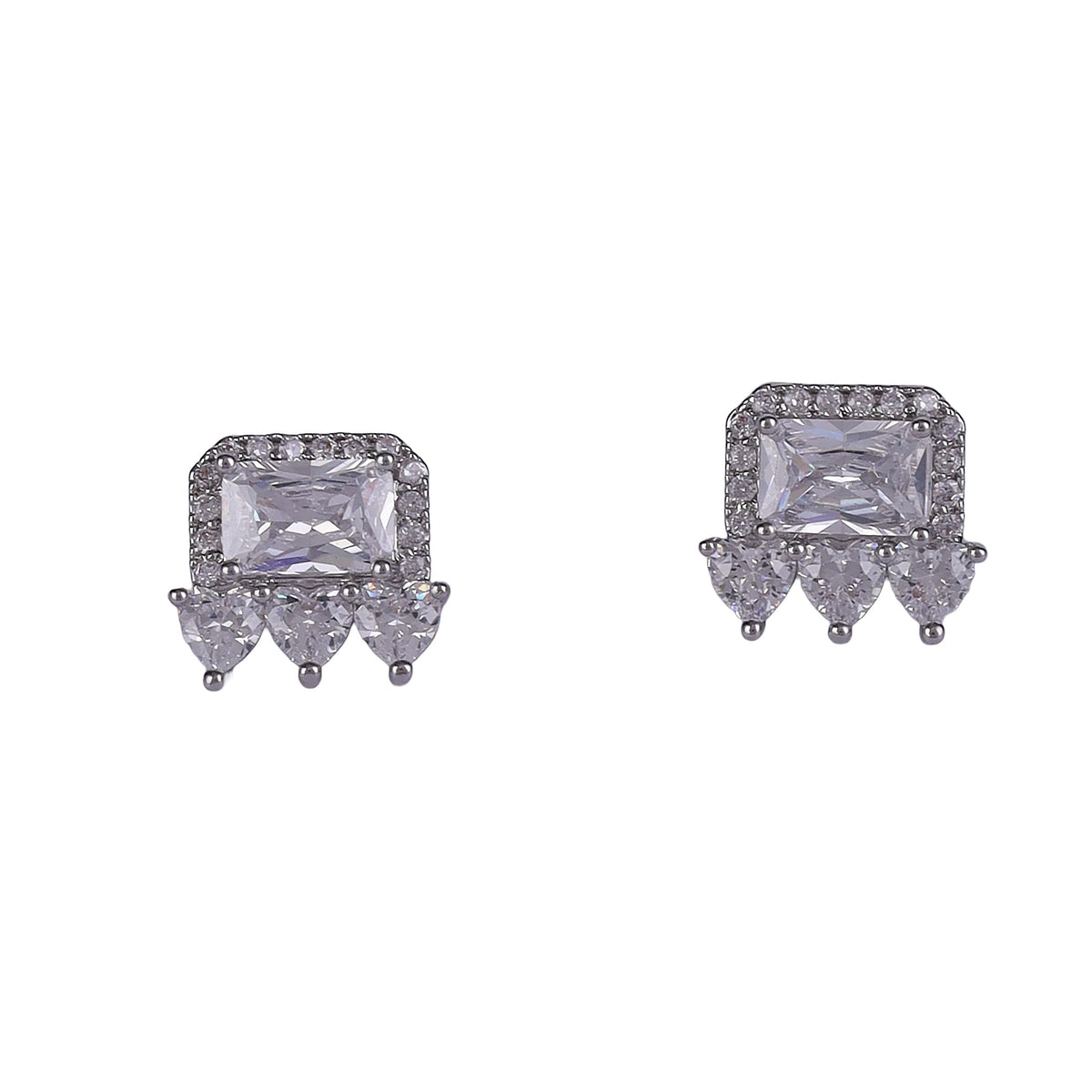 Saloni Fashion Jewellery Heart Shape CZ Silver Plated Stud Earring For Women - view 2