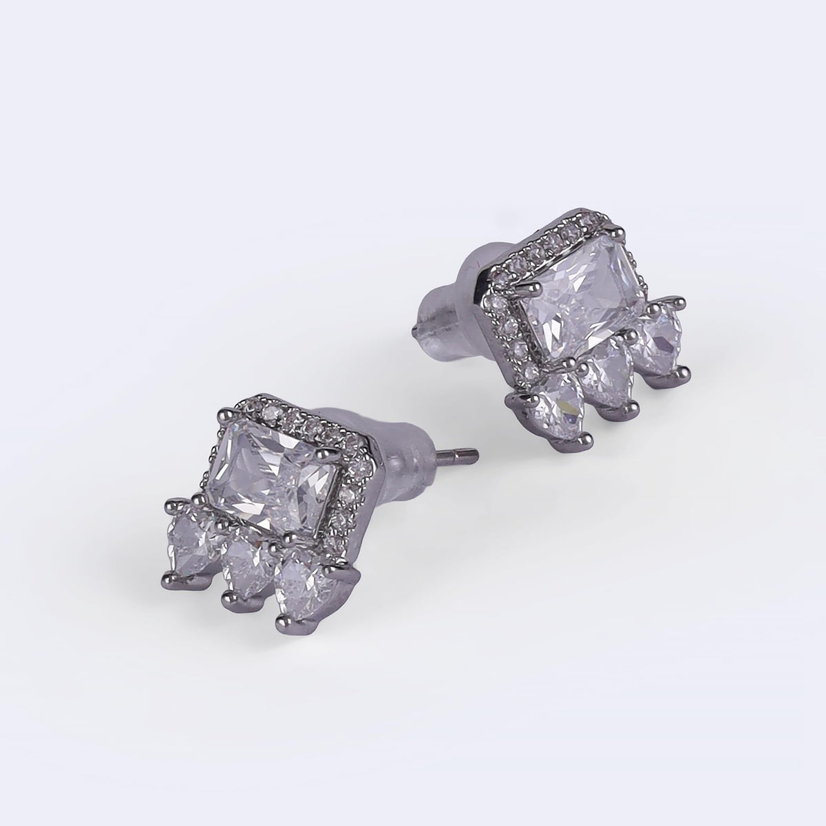 Saloni Fashion Jewellery Heart Shape CZ Silver Plated Stud Earring For Women - view 4