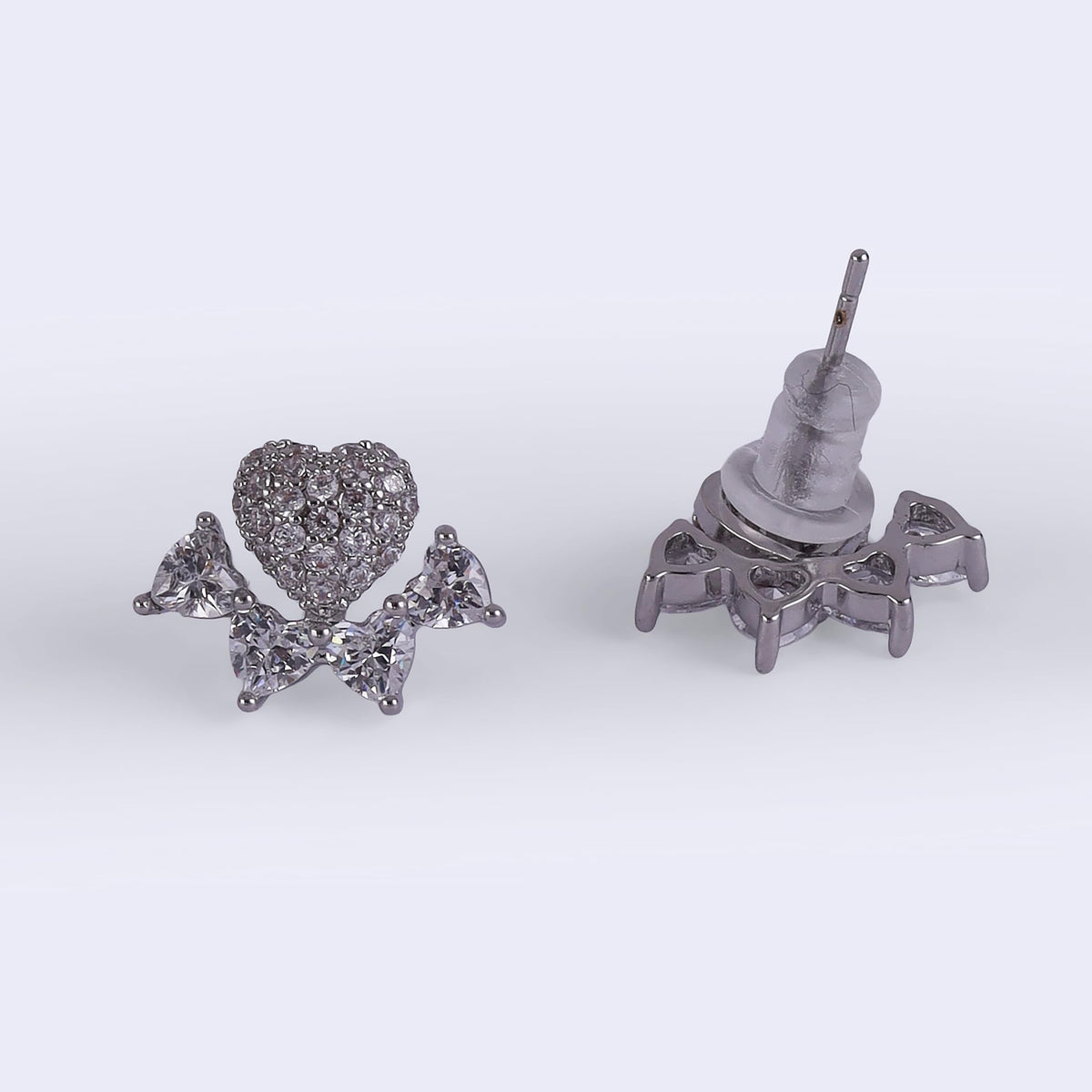 Saloni Fashion Jewellery Heart Shape Silver Plated Stud Earring For Women - view 3