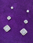Square Shape Brass Silver Plated Set Of 3 Combo Stud Earring | Saloni Fashion Jewellery, Mumbai
