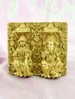 Traditional Devi Laxmi and God Ganesha Brass Antique Gold Plated Idol | Saloni Fashion Jewellery, Mumbai