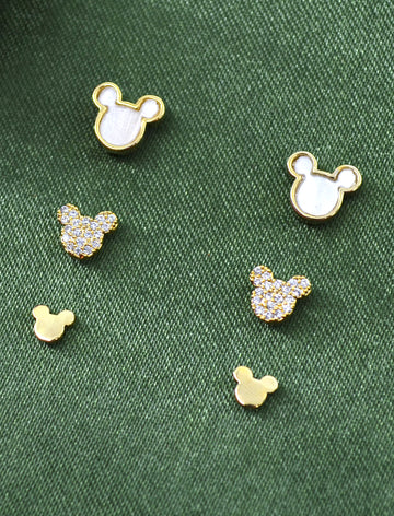 Lovely Butterfly Design Brass Gold Plated Set Of 3 Combo Stud Earring