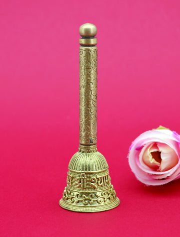 Traditional "Jai Shree Shyam" Brass Antique Gold Plated BELL(Pooja Ghantee)