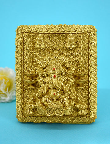 Good-looking God Ganesha Design Brass Antique Gold Plated Idol(Murti)