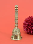 Traditional Flower Design Brass Antique Gold Plated Pooja Bell BELL14 | Saloni Fashion Jewellery, Mumbai