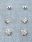 Round Shape CZ Brass Silver Plated Set Of 3 Combo Stud Earring | Saloni Fashion Jewellery, Mumbai