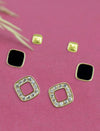 Square Shape Brass Gold Plated Set Of 3 Combo Stud Earring
