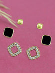 Square Shape Brass Gold Plated Set Of 3 Combo Stud Earring | Saloni Fashion Jewellery, Mumbai