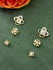 Flower Design CZ Brass Gold Plated Set Of 3 Combo Stud Earring | Saloni Fashion Jewellery, Mumbai