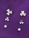 Flower Design Brass Silver Plated Set Of 3 Combo Stud Earring