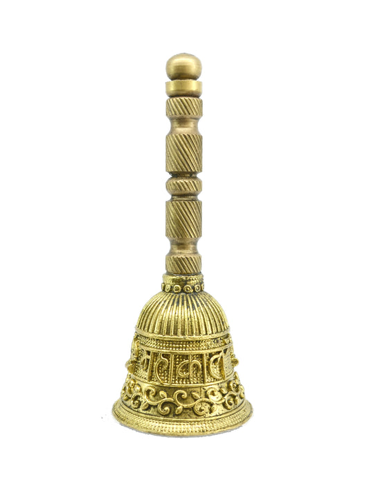 Traditional "Mahakaal Writing Word" Brass Antique Gold Plated BELL(Pooja Ghantee)