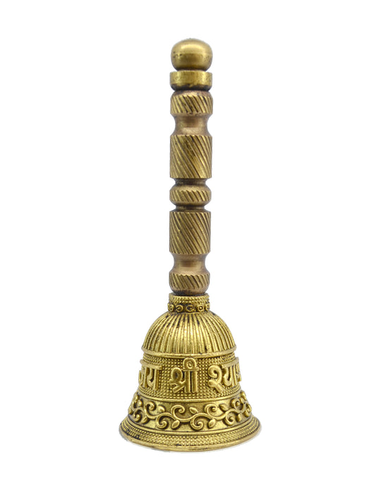 Traditional "Jai Shree Shyam" Brass Antique Gold Plated BELL(Pooja Ghantee)