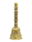 Traditional Kalash Design Brass Antique Gold Plated Pooja Bell - close-up detail | Saloni Jewellery