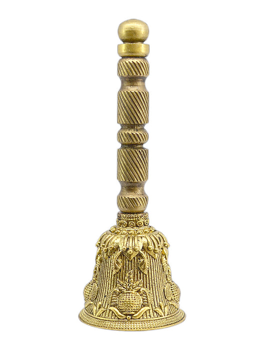 Traditional "Kalash Design" Brass Antique Gold Plated BELL(Pooja Ghantee)