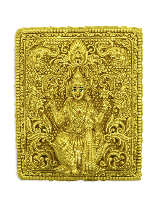 Traditional Devi Laxmi Design Brass Antique Gold Plated Idol(Murti)