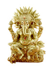 Traditional God Ganesha Brass Antique Gold Plated Murti 15MU25 - close-up detail | Saloni Fashion Jewellery, Mumbai