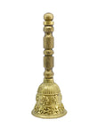 Traditional Flower Design Brass Antique Gold Plated Pooja Bell BELL14 - close-up detail | Saloni Jewellery