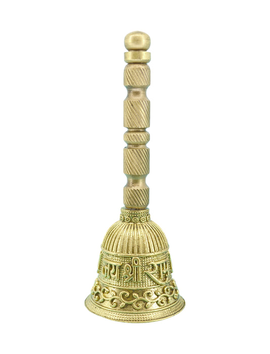 Traditional "Jai Shree Ram" Brass Antique Gold Plated BELL(Pooja Ghantee)