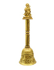 Traditional Jai Shree Ram and Hanuman JI Brass Antique Gold Plated Bell - close-up detail | Saloni Jewellery