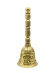 Traditional OM NAMAH SHIVAY Brass Antique Gold Plated Pooja Bell - close-up detail | Saloni Jewellery