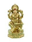 Traditional God Ganesha Design Brass Antique Gold Plated Idol - close-up detail | Saloni Fashion Jewellery, Mumbai