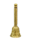 Traditional Jai Shree Shyam Brass Antique Gold Plated Pooja Bell BELL13 - close-up detail | Saloni