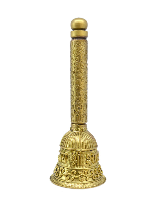 Traditional "Jai Shree Shyam" Brass Antique Gold Plated BELL(Pooja Ghantee)
