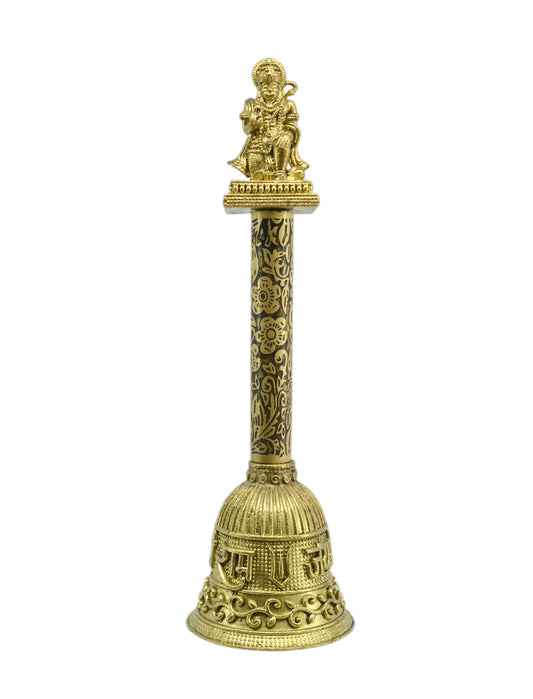 Traditional "Jai Shree Ram and Hanuman JI" Brass Antique Gold Plated BELL(Pooja Ghantee)