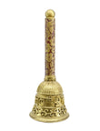 Traditional Mahakaal Brass Antique Gold Plated Pooja Bell BELL31 - close-up detail | Saloni Jewellery