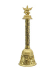 Traditional God Garuda and Mahakaal Brass Antique Gold Plated Bell - close-up detail | Saloni Jewellery