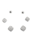 Round Shape CZ Brass Silver Plated Set Of 3 Combo Stud Earring - close-up detail | Saloni Fashion Jewellery, Mumbai