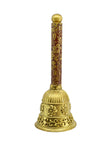Traditional Flower Design Brass Antique Gold Plated Pooja Bell - close-up detail | Saloni Fashion Jewellery, Mumbai