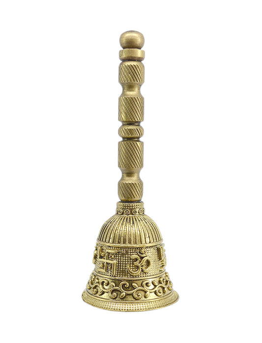Traditional "Swastik and OM" Brass Antique Gold Plated BELL(Pooja Ghantee)
