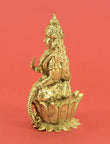 Traditional Devi Laxmi Design Brass Antique Gold Plated Idol - side view | Saloni Fashion Jewellery, Mumbai