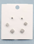 Round Shape CZ Brass Silver Plated Set Of 3 Combo Stud Earring - side view | Saloni Fashion Jewellery, Mumbai