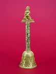 Traditional Jai Shree Ram and Hanuman JI Brass Antique Gold Plated Bell BELL11 - side view | Saloni